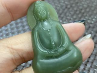 和田玉青玉素衣观世音菩萨