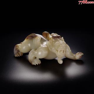 旧藏,高古和田玉雕貔貅瑞兽摆件2