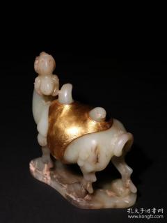【辽金 和田玉包金骆驼摆件】