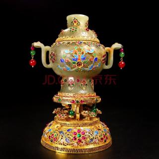 标的物-ty-52301珍藏和田玉掐丝包金炉工艺品